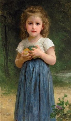 Little girl holding apples in her hand, 1895 - 布格羅