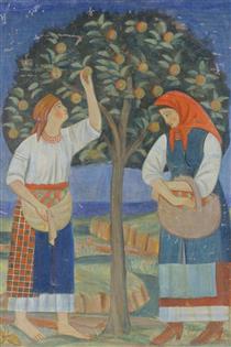 Women at the Apple Tree - Tymofiy Boychuk