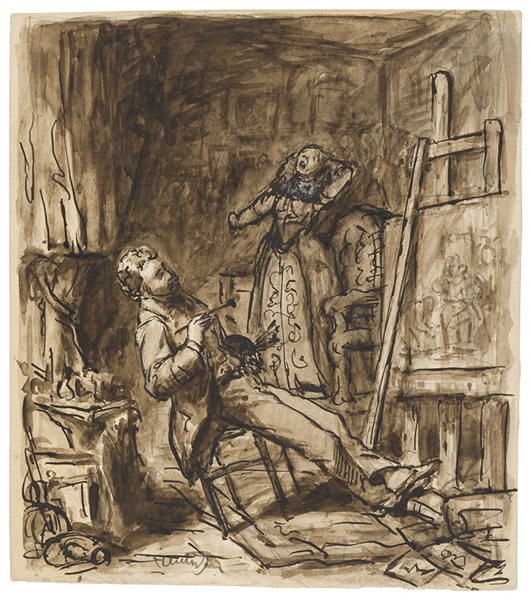 Study of an artist in his studio, c.1874 - 1877 - Henry Mosler