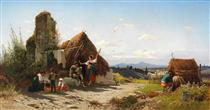 A scene of daily life in the Roman Campagna - Hermann David Salomon Corrodi