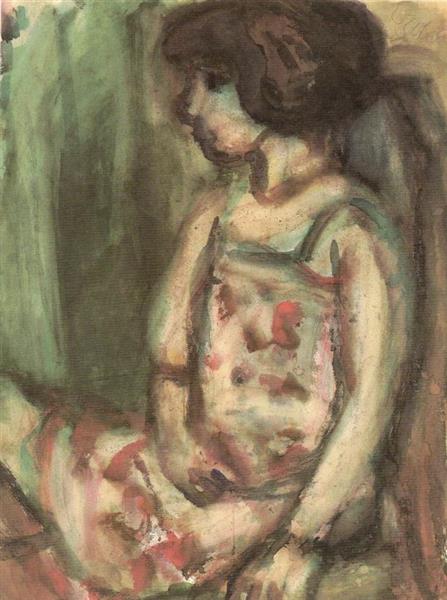 Young Girl Sitting, 1924 - Бела Чобель