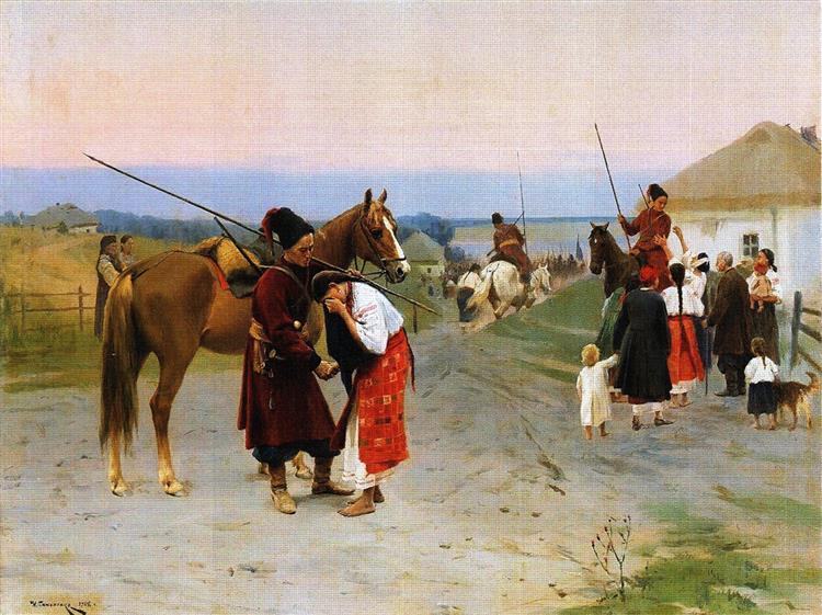 В похід (Проводи козаків), 1902 - Mykola Pymonenko