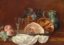 Still Life with Peaches and Plums in a Basket, and a Ham - Анна Валайер-Костер