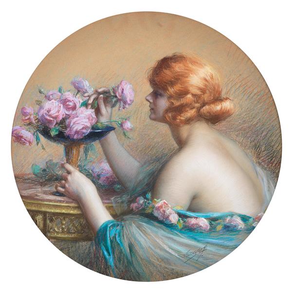 Young woman arranging roses - Delphin Enjolras