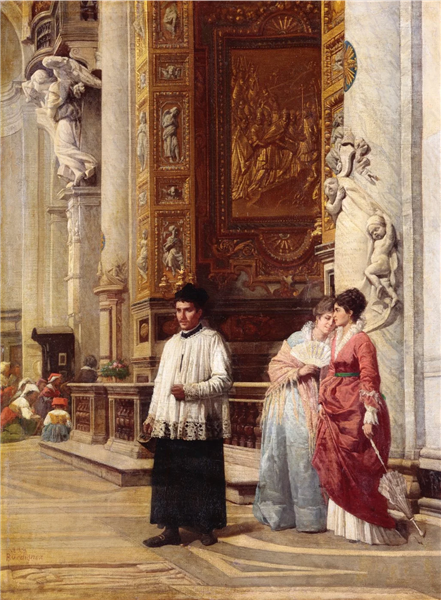 Interior of the Basilica of Santa Maria del Popolo in Rome, 1875 - Noè Bordignon