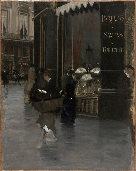The Violet perfumery, at the corner of Boulevard des Capucines and Rue Scribe, c.1880 - Giuseppe De Nittis