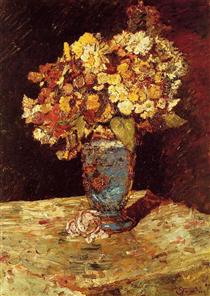 Still Life with Wild and Garden Flowers - Adolphe Monticelli