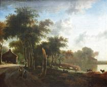 Landscape with shepherds - Адриан ван де Вельде