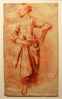 Study of a Woman in Peasant Dress - Адриан ван де Вельде