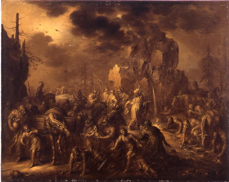 Moses Striking the Rock, c.1625 - Адриан ван де Венне