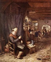 Drinking Peasant in an Inn - Адриан ван Остаде