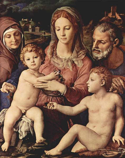 Holy Family with St. Anne and the infant St. John the Baptist, 1550 - Bronzino