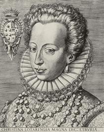 Portrait of Christine of Lorraine, Grand Duchess of Tuscany - Agostino Carracci