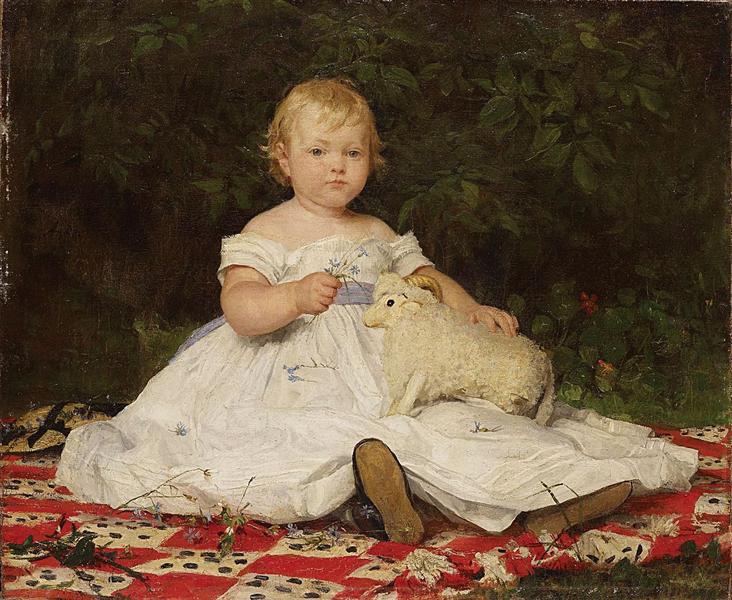 Portrait of Emilie Weiss (with soft toy), 1868 - Альберт Анкер