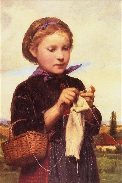 Girl Knitting - Albert Anker