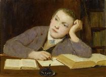 Writing boy - Albrecht Anker