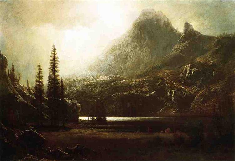 By a Mountain Lake - Albert Bierstadt