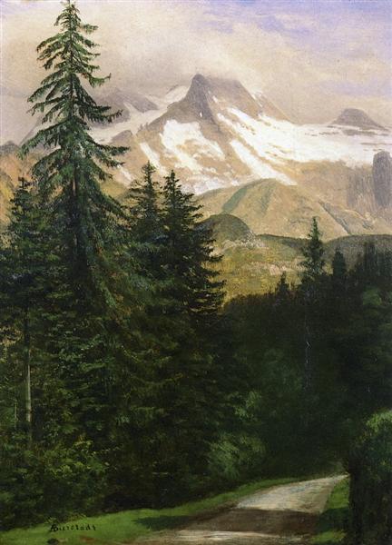 Landscape with Snow Capped Mountains - Albert Bierstadt
