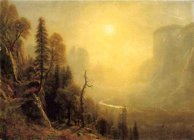 Study for Yosemite Valley, Glacier Point Trail, c.1873 - 阿爾伯特·比爾施塔特