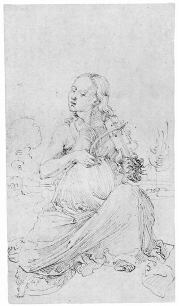 Drawing from the "Tarot"   The Muse Thalia - Albrecht Dürer