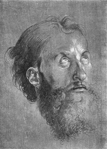 Head of an Apostle Looking Upward, 1508 - Альбрехт Дюрер