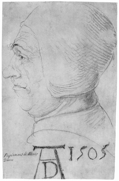 Head of an old man in profile, 1505 - Альбрехт Дюрер
