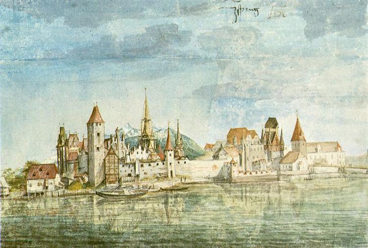 Инсбрук, вид с севера, c.1496 - Альбрехт Дюрер