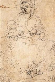 Madonna and Child on a Stone Bench - Albrecht Dürer