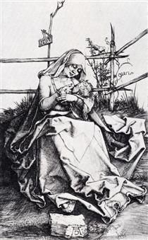 Madonna On A Grassy Bench - Albrecht Dürer