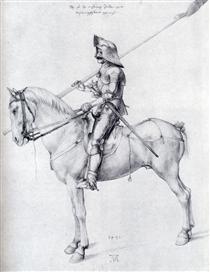 Man In Armor On Horseback - Alberto Durero