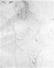 Naked man with mirror - Alberto Durero