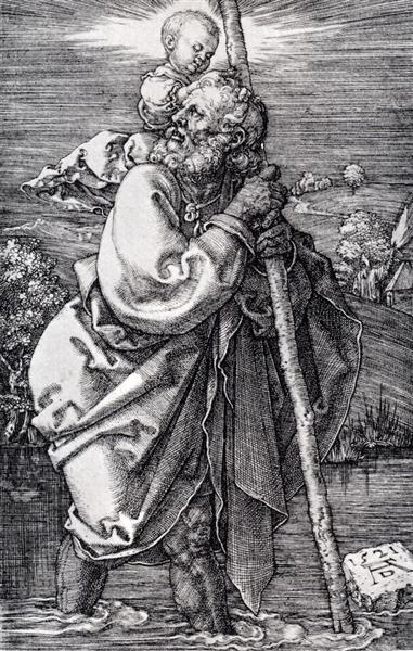 Св. Христофор смотрящий налево, 1521 - Альбрехт Дюрер