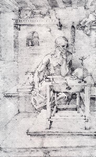 St. Jerome In His Study (Without Cardinal`s Robes) - 杜勒