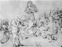 Studies on a great "picture of Mary"   Angel playing - Albrecht Durer