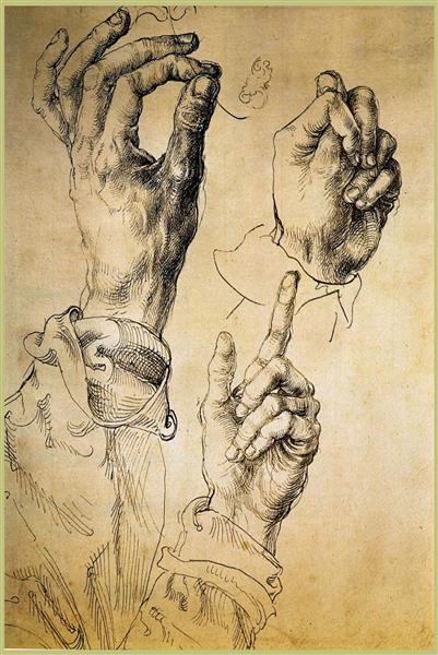 Study of Three Hands, c.1494 - Alberto Durero