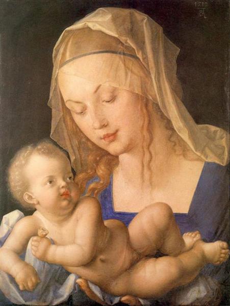 Virgin and child holding a half eaten pear, 1512 - Альбрехт Дюрер