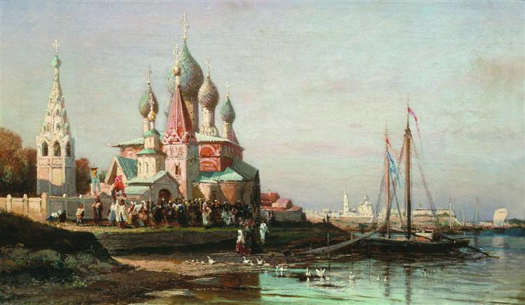 Easter procession in Yaroslavl, 1863 - Alexey  Bogolyubov