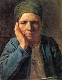 A Peasant Woman, Resting on Her Hand - Alexei Gawrilowitsch Wenezianow