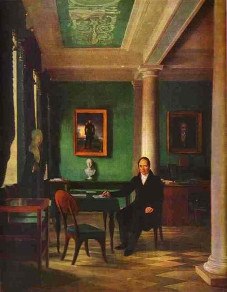 Portrait of the State Chancellor of the Internal Affairs, Prince Victor Pavlovich Kochubey in his Study, 1831 - 1834 - Алексей Венецианов
