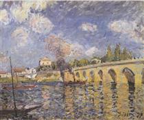 River steamboat and bridge - Alfred Sisley