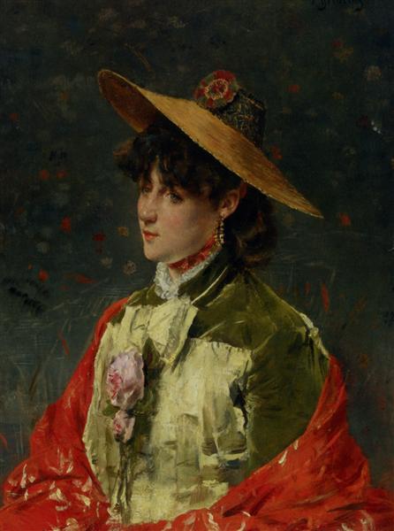 Woman In a Straw Hat - Alfred Stevens