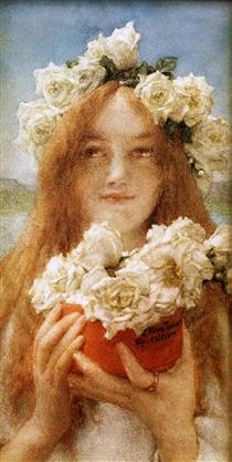 Summer Offering(Young Girl with Roses) - Lawrence Alma-Tadema