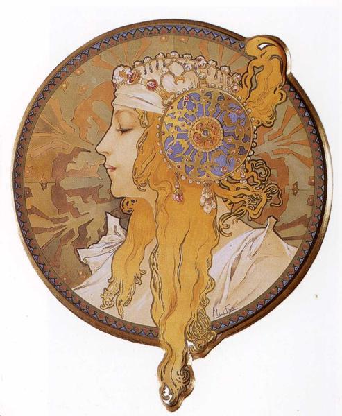 Byzantine Head. The Blonde - Alphonse Mucha - WikiArt.org ...