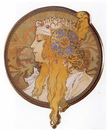 Byzantine Head. The Blonde - Alfons Mucha