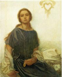 Portrait of Jaroslava - Alfons Mucha