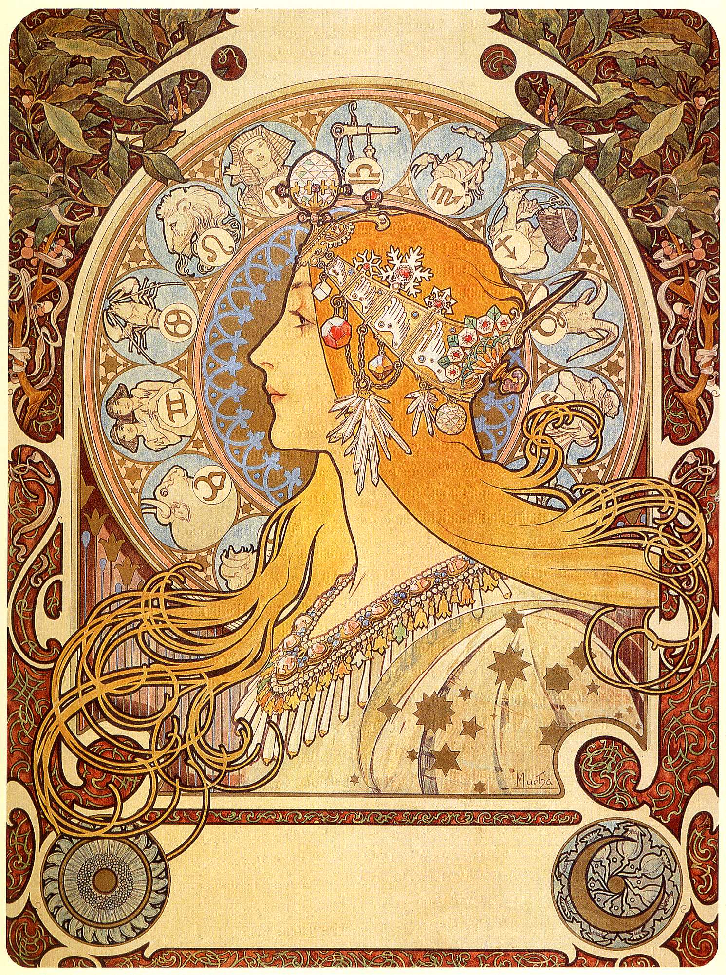 Alphonse Alfons Mucha Art Nouveau Deco Zodiac Picture Star Sign Poster Print