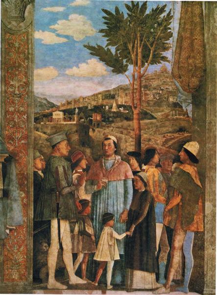 Meeting of Duke Ludovico II Gonzaga with Cardinal Francesco Gonz (fragment), 1474 - 安德烈亞‧曼特尼亞