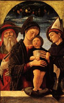 Богородиця з немовлям і святий Ієронім і Людовик Тулузький - Андреа Мантенья