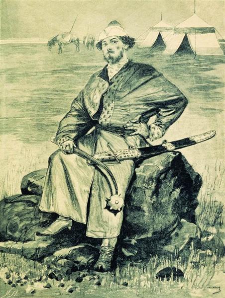 Alyosha Popovich. Illustration for the book "Russian epic heroes", 1895 - Andrei Petrowitsch Rjabuschkin