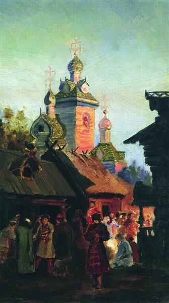 Old Moscow street, c.1890 - Andrei Petrowitsch Rjabuschkin
